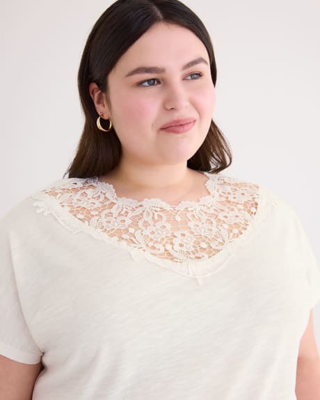 Knit Top with Crochet Lace Insert