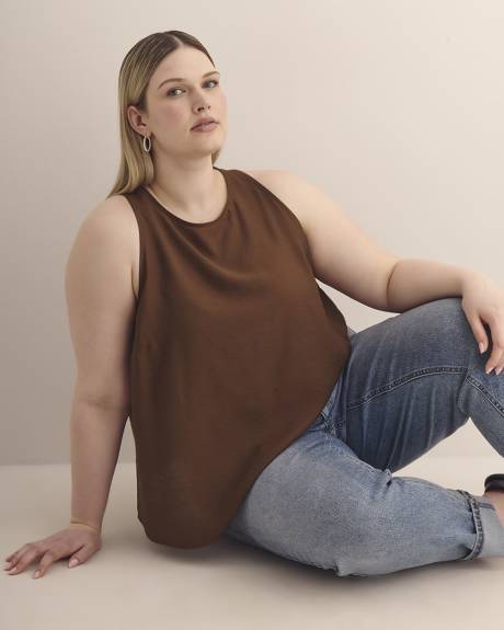 Sleeveless Swing Blouse with Back Bow Tie