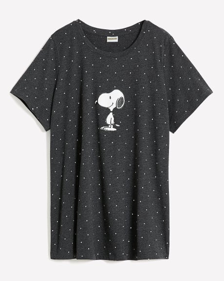 Pajama Tunic Top with Snoopy Placement Print - ti Voglio