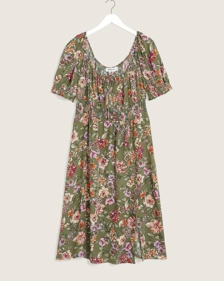 Robe midi avec taille élastique à smocks - Addition Elle