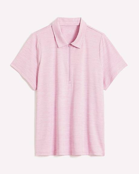 Heather Short-Sleeve Zip Polo Top - Active Zone