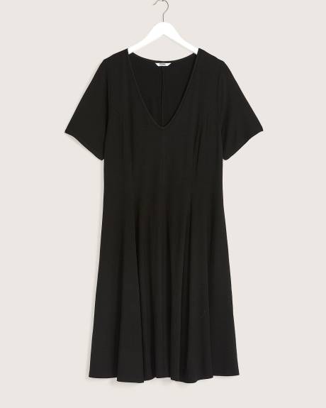 Responsible, Black Knit V-Neck Dress