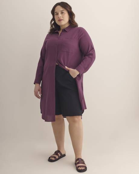 Cotton Buttoned Down Tunic Shirt