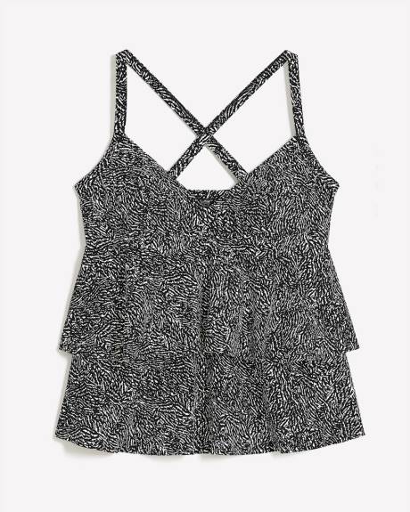 Zebra Ruffled Tankini Top