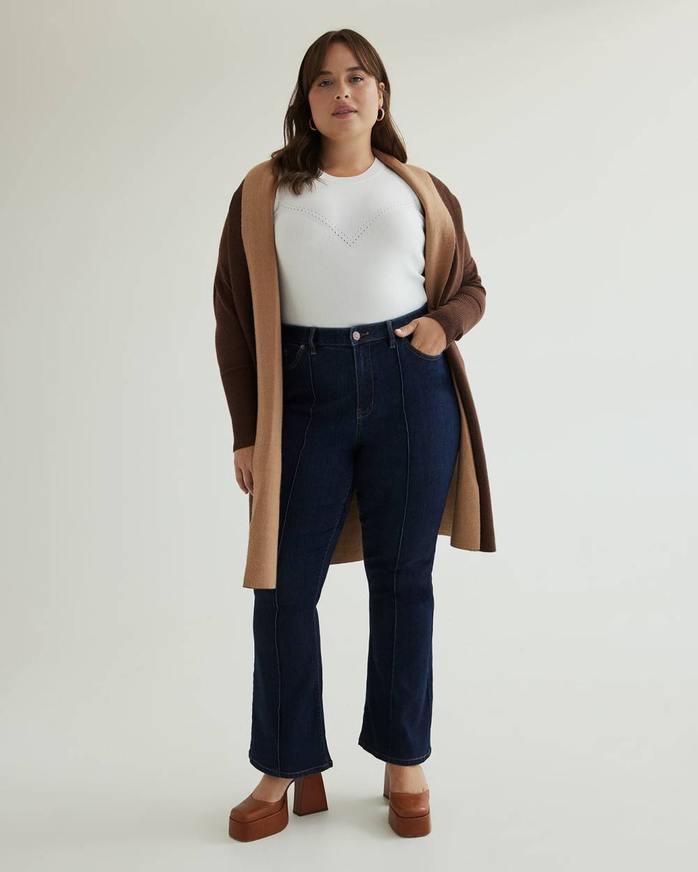 Responsible, Petite, Curvy-Fit Flare-Leg Jeans, Dark Wash - d/C JEANS