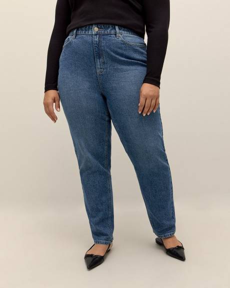 Pantalon en denim à jambe droite et taille haute, coupe galbée, tissu responsable - Addition Elle