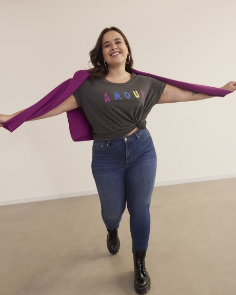 Printed U-Neck Boyfriend Loose Tee