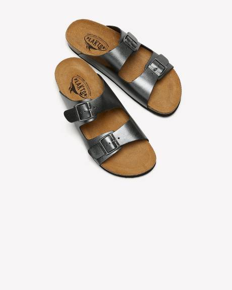 Wide Width, Beta Double Buckle Band Sandal - Plakton