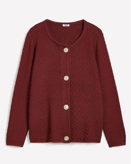 Cardigan à boutonner en mailles de fantaisie