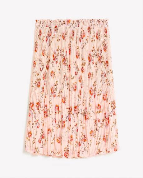 Printed Pull-On Pleated Midi Skirt