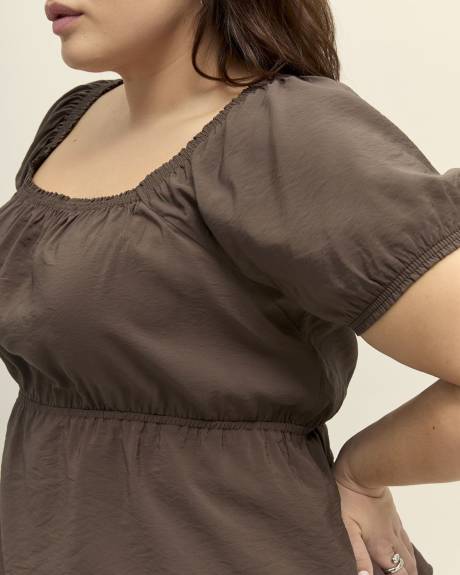 Blouse à encolure carrée avec manches courtes ballon