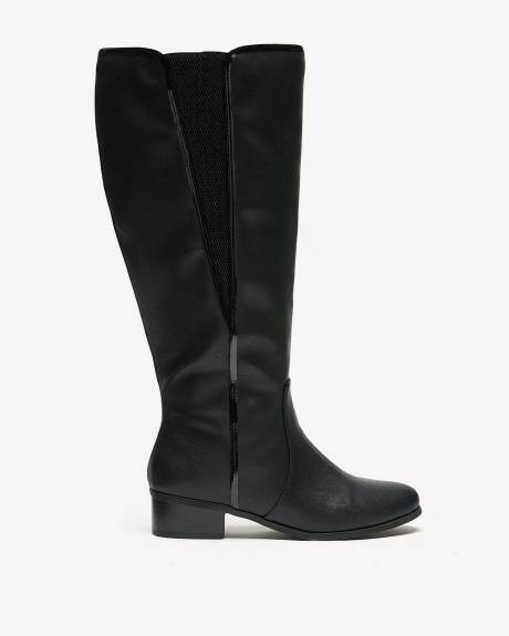 Extra Wide Width, Tall Faux Leather Boots with Elastic Side