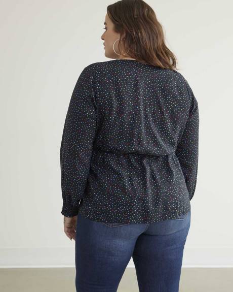 Blouse cache-coeur imprimée à manches longues