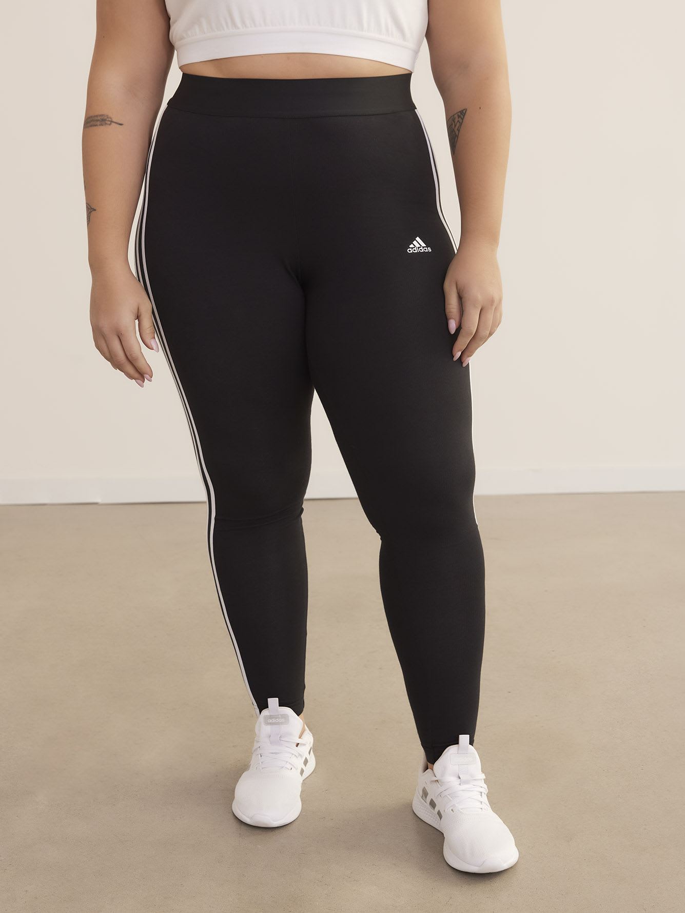 Adidas 3 stripe hotsell leggings plus size
