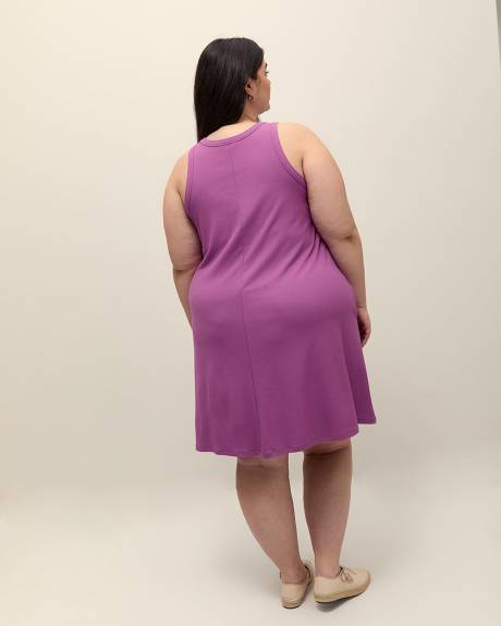 Robe évasée sans manches avec col licou et poches, tissu responsable