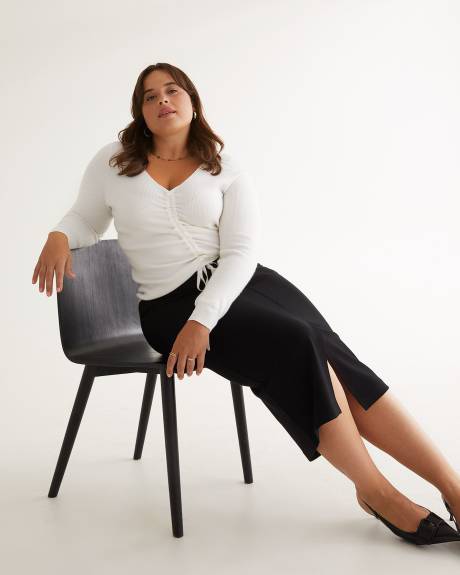 Black Essential Ponte de Roma Midi Pencil Skirt