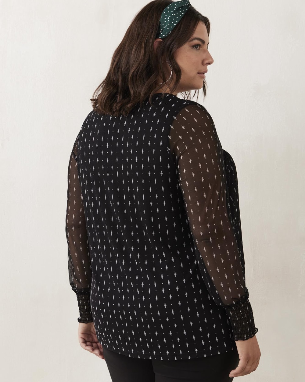 Printed Long Sleeve Mesh Top - In Every Story | Penningtons