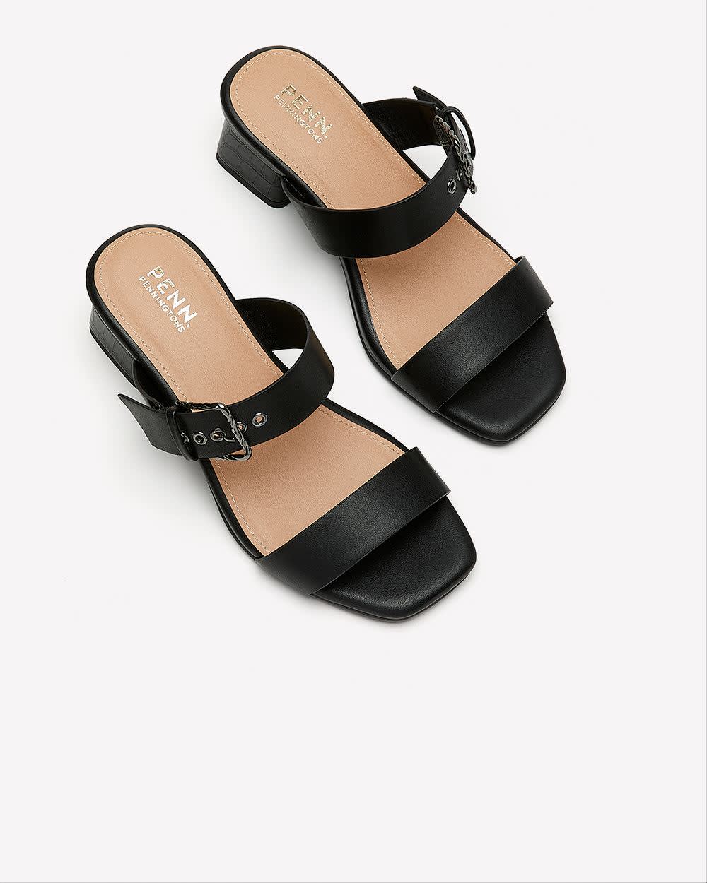 Black wide width sandals 2025