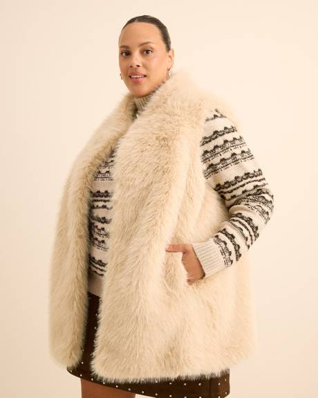 Veste longue en fausse fourrure