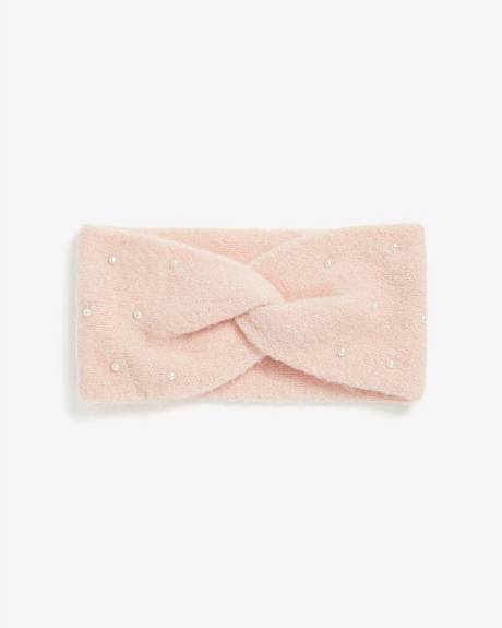Twisted Knit Headband with Pearls