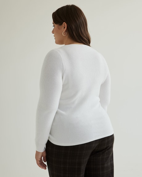 Shirred V-Neck Sweater