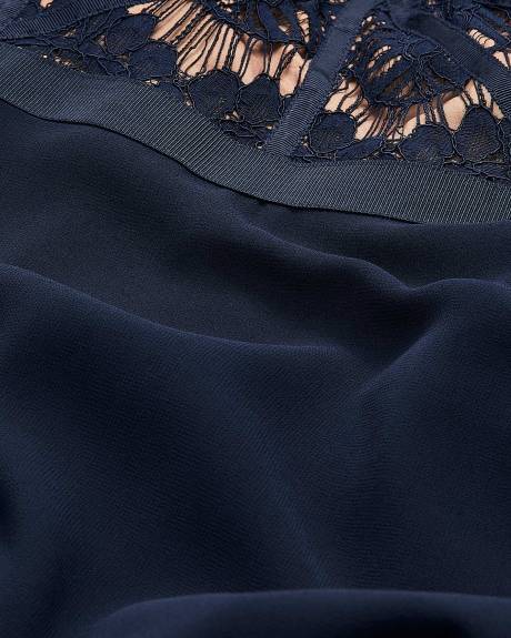 Eyelash Evie Dress with Lace Overlay - City Chic