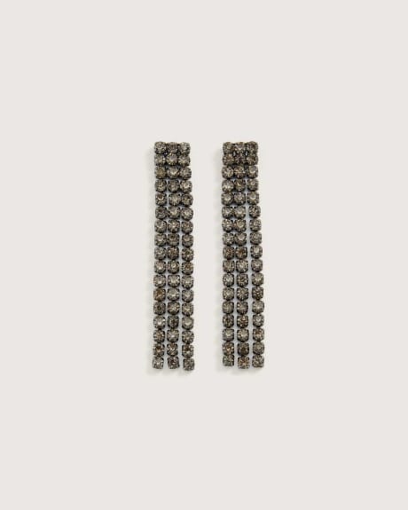 Linear Earrings With Black Stones - In Every Story