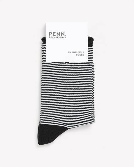 Striped Rolled-Edge Crew Sock with Bee