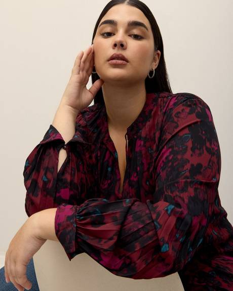 Responsible, Silky Pleated Buttoned Down Blouse