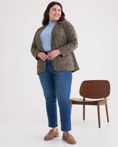 Long Plaid Blazer