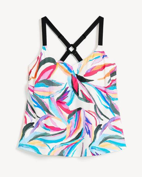 Printed Tankini Top with Ring Detail at Back