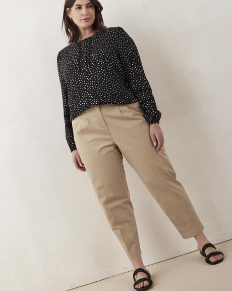 Printed Blouse with Long Balloon Sleeves