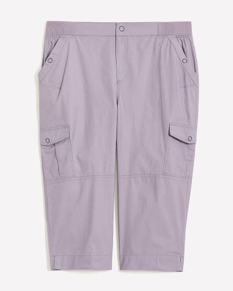 Pantalon capri en coton avec bande de taille côtelée