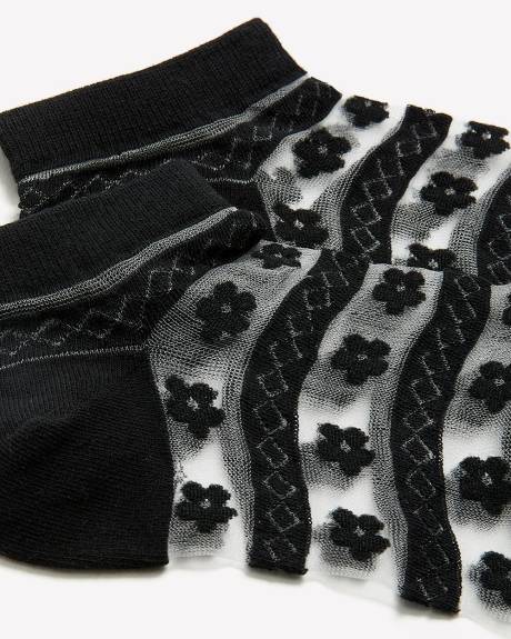 Ankle Socks with Sheer Upper Detail