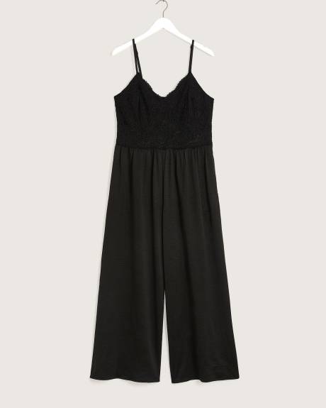 Black Palazzo-Leg Lace Jumpsuit - Addition Elle