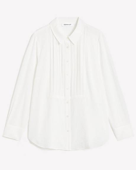 Pintuck Buttoned-Down Long Blouse - Addition Elle