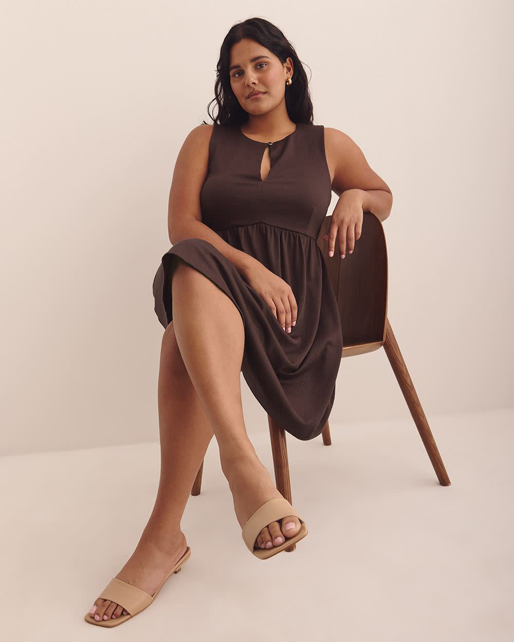 Sleeveless Swing Dress with Crew Neckline - Addition Elle