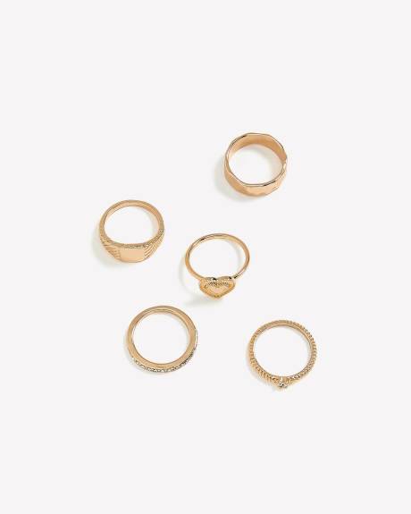 Golden Assorted Rings with Heart