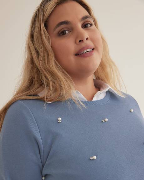 Long-Sleeve Sweatshirt with Pearls