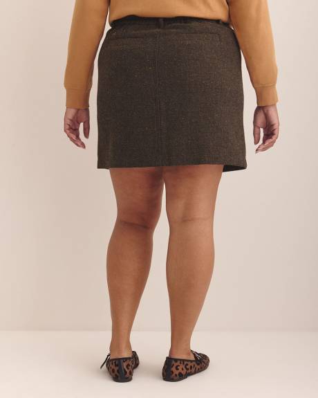 Curvy Brown Wool Blend Mini Skirt