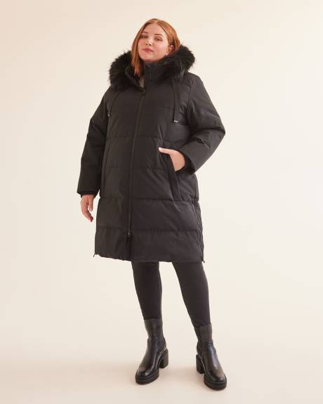 Responsible, Knee-Length Parka with Removable Faux-Fur Hood