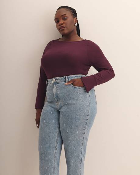 Embellished High-Rise Mom Jeans - Addition Elle
