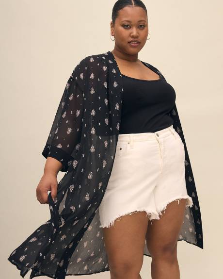 Printed Bracelet-Sleeve Kimono