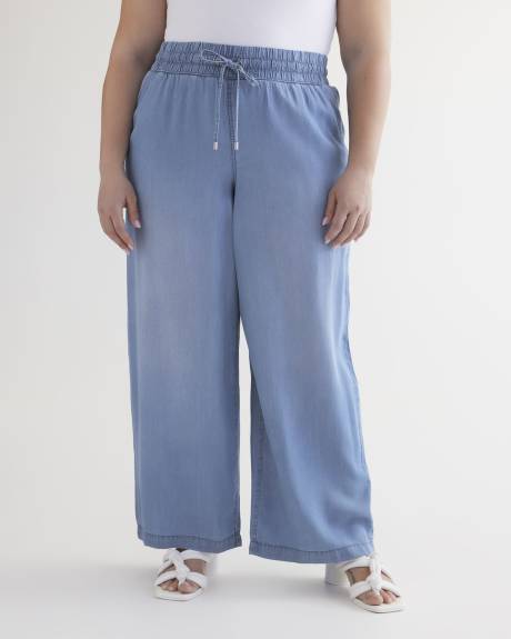 Pantalon à enfiler en tencel avec jambe évasée, délavé pâle - d/C JEANS