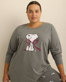 Grey Snoopy Long-Sleeve Pyjama Tunic - ti Voglio