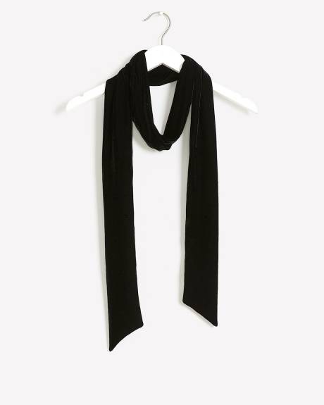 Skinny Black Velour Scarf
