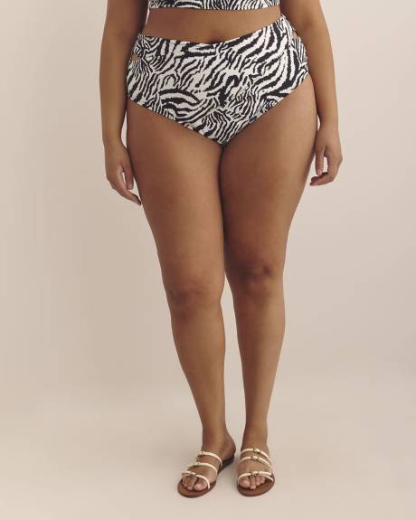 Zebra-Print High-Rise Criss-Cross Bikini Brief
