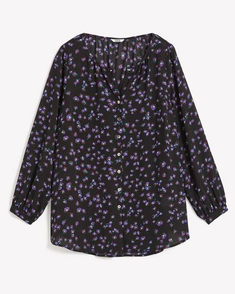 Satin Blouse with Long Balloon Sleeves