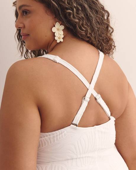 Textured Jacquard Plunging One-Piece Bathing Suit