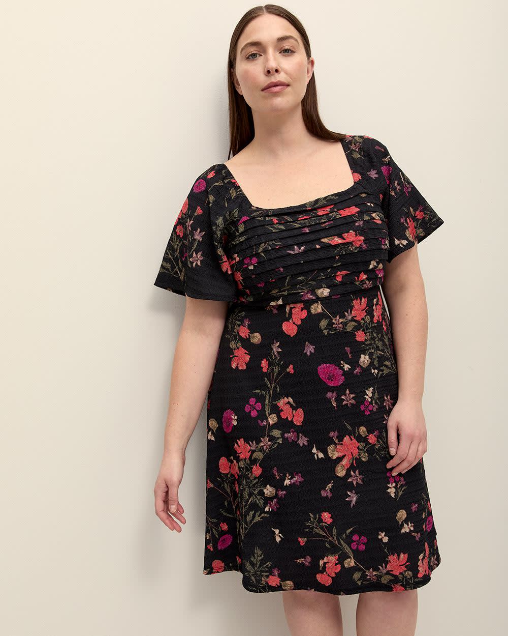 Knit Dress with Front Pleating - Addition Elle